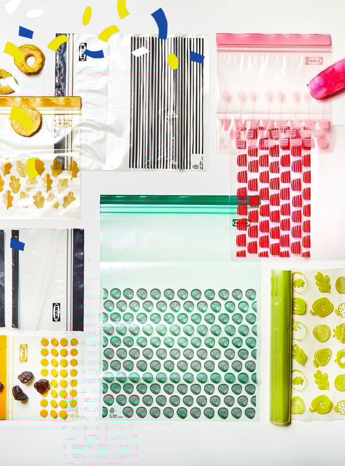 Ein gemusterter ISTAD Beutel rot/rosa wiederverschließbarer