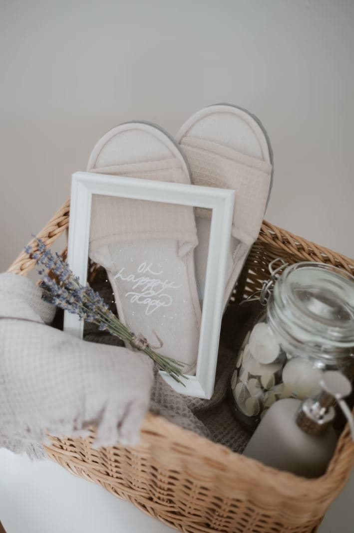 Ein Geschenkkorb von oben.