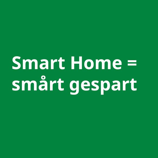 ein grünes Quadrat in dem steht: Smart Home = smart gespart