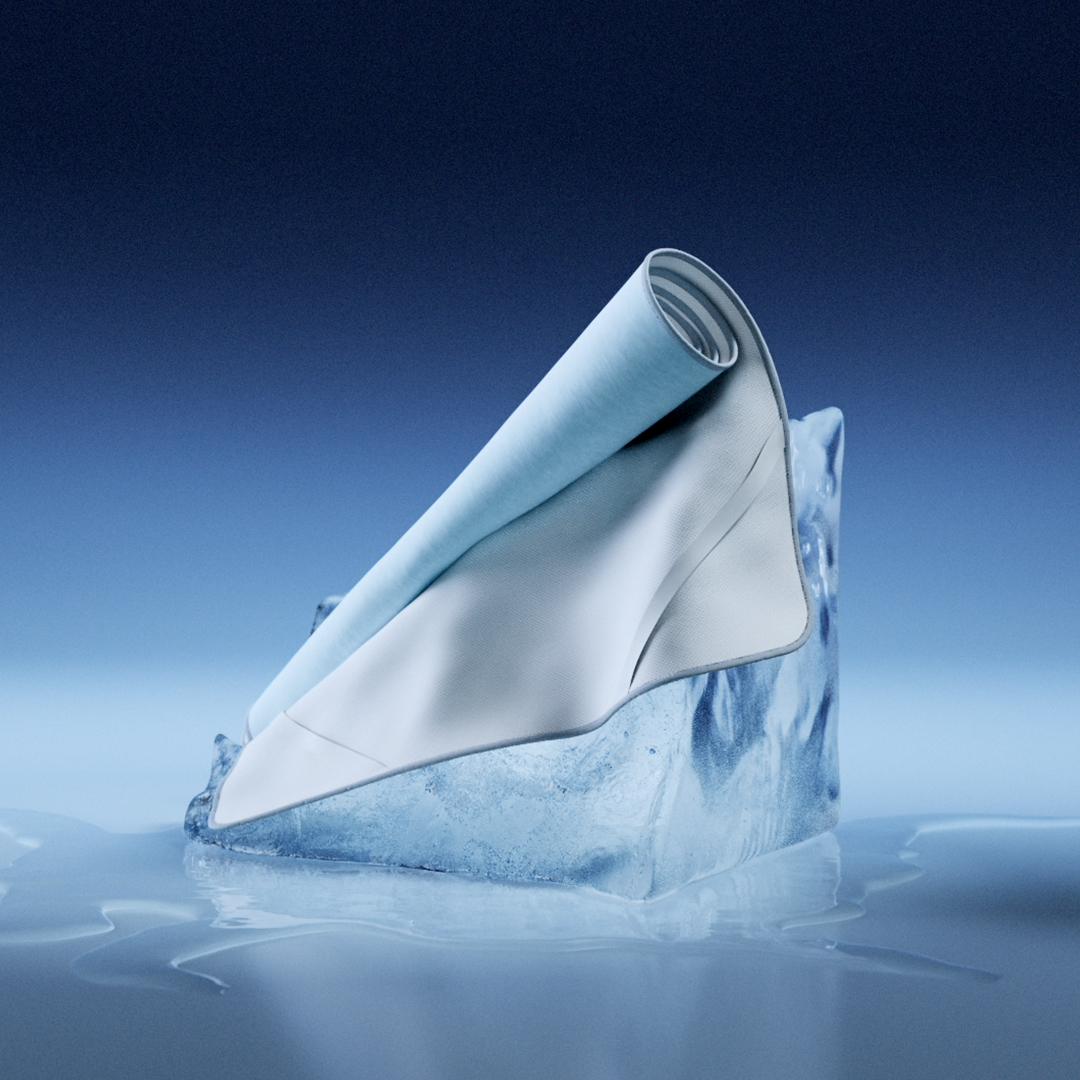 Ein Matratzenschoner auf einem Eiswürfel.