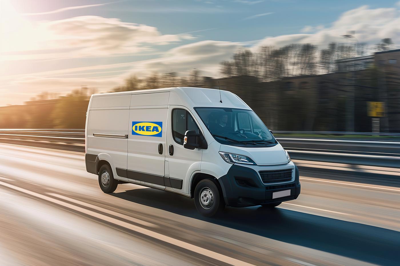 Ein Miettransporter mit IKEA Logo.