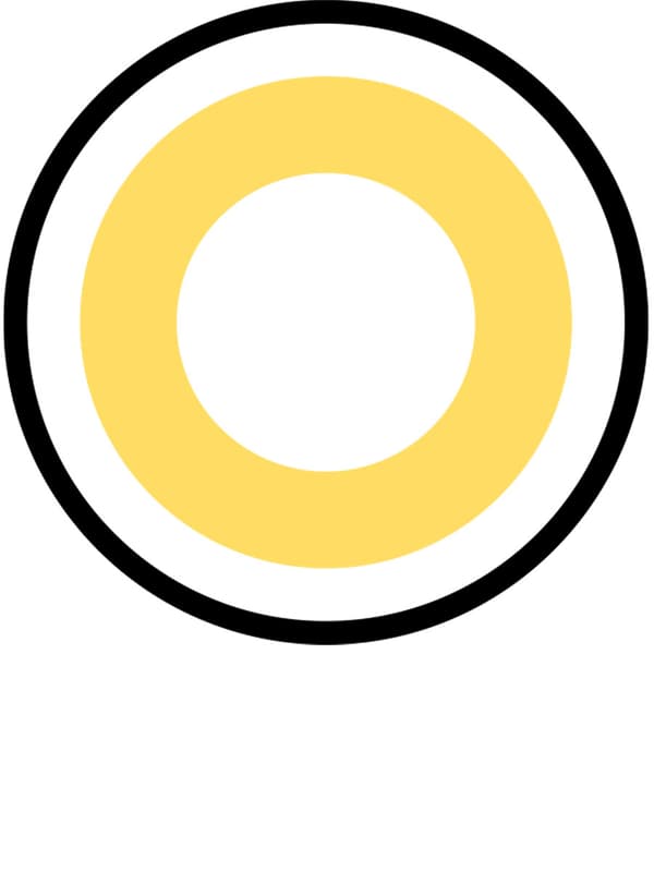 Ein runder Kreis mit schwarzer Kontur und einem goldgelben Ring in der Mitte zur Visualisierung von behaglich warmweißer Lichtfarbe