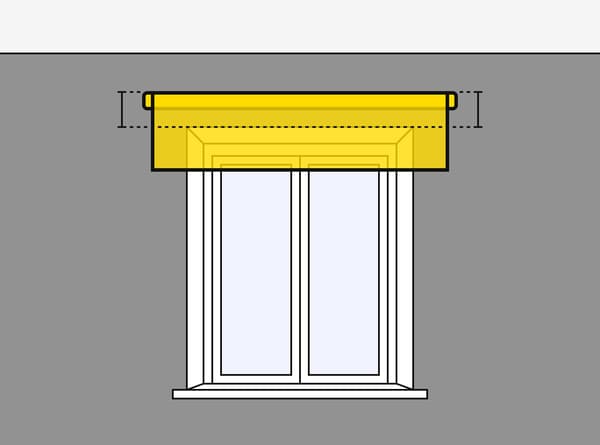 Eine Abbildung eines Fensters ist zu sehen in der gezeigt wird wie man richtig die Rollos fürs Fenster misst.