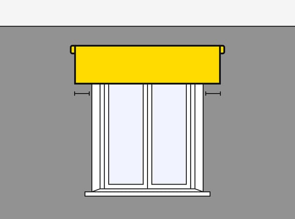 Eine Abbildung eines Fensters ist zu sehen in der gezeigt wird wie man richtig die Rollos fürs Fenster misst.
