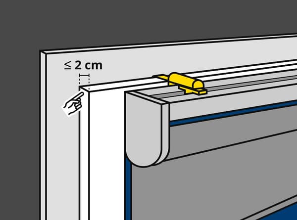 Eine Abbildung eines Fensters ist zu sehen in der gezeigt wird wie man richtig die Rollos fürs Fenster misst.