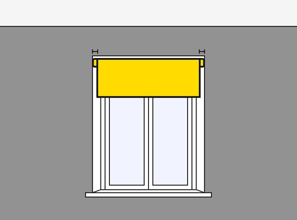 Eine Abbildung eines Fensters ist zu sehen in der gezeigt wird wie man richtig die Rollos fürs Fenster misst.