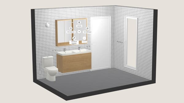 Eine Badezimmerplanung die im Badezimmerplaner erstellt wurde.