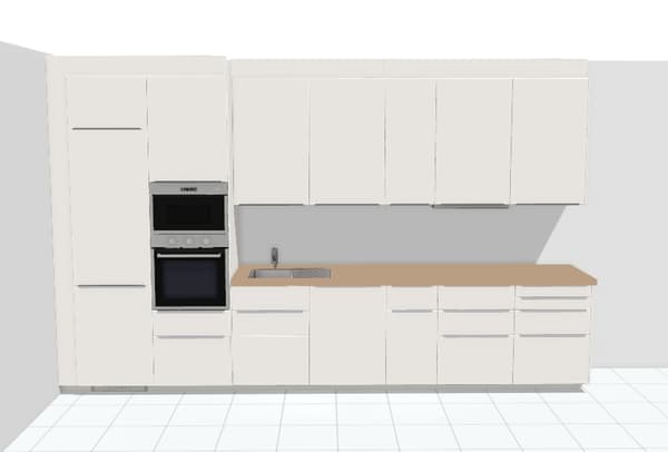 eine große weiße IKEA Küchenlösung gezeigt im IKEA 3D Planer.
