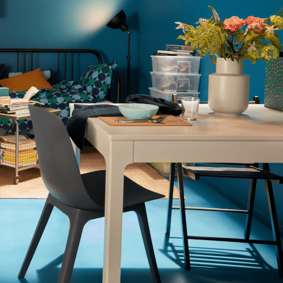 EKEDALEN Extendable table, white, 80/120x70 cm