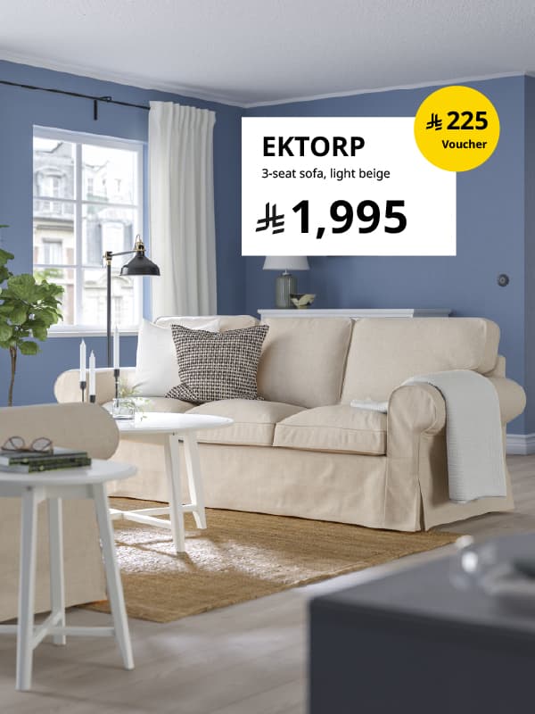 EKTORP
3-seat sofa, Kilanda light beige
