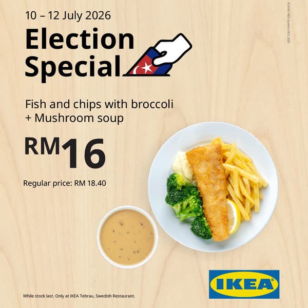 election special Tebrau food offers fish & chips with broccoli
