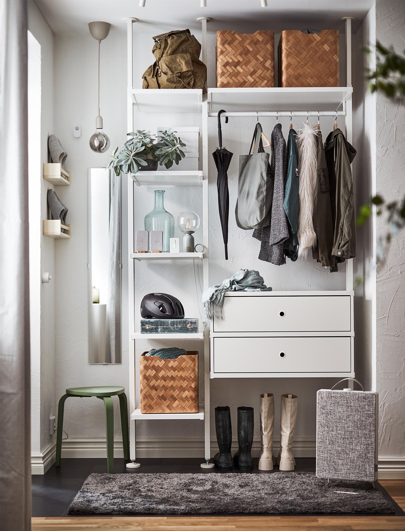 ELVARLI system with shelves and drawers to storage