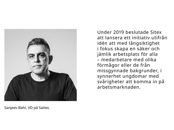 En bild på en man med tillhörande citat.