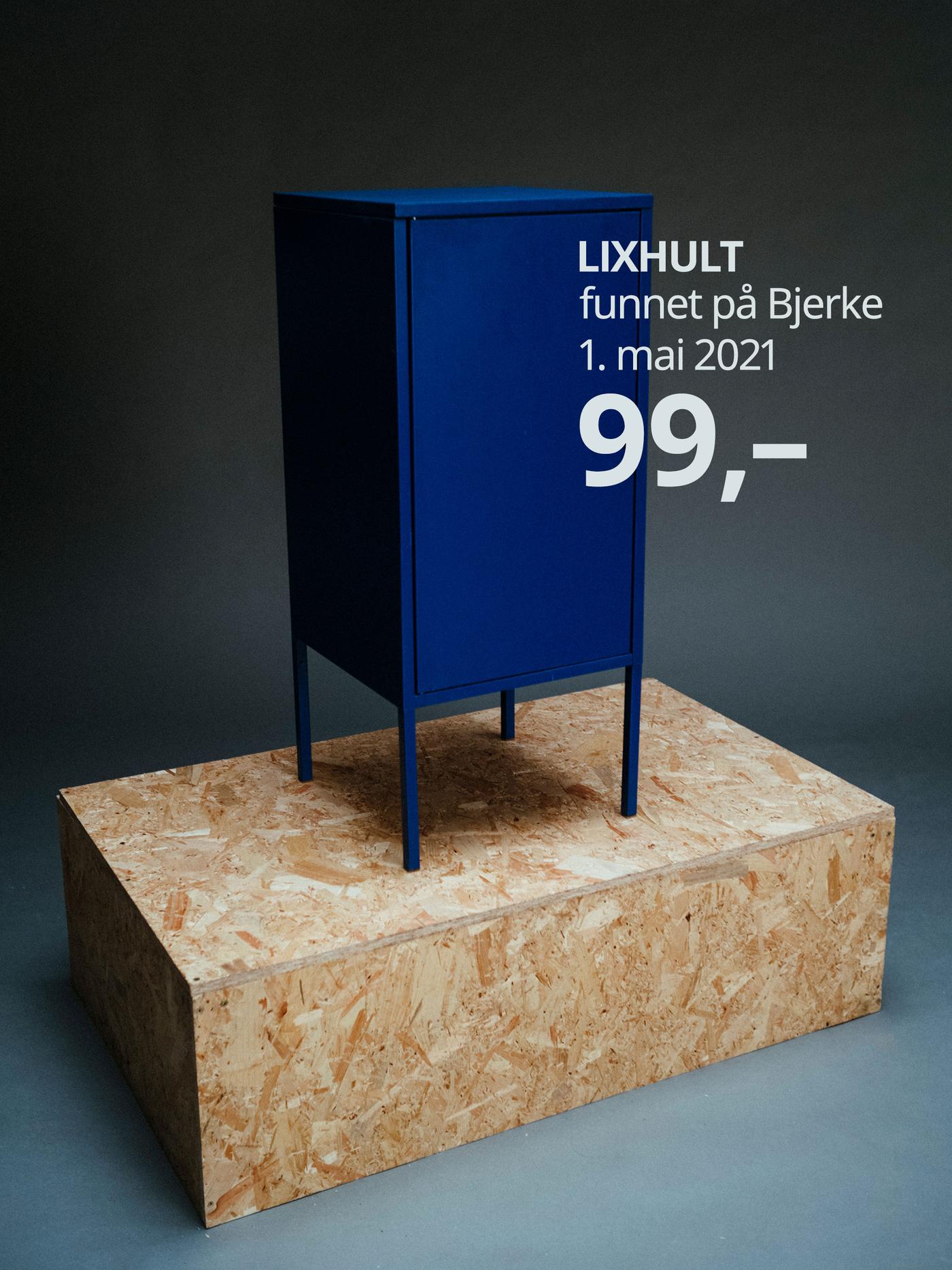 En blå LIXHULT fornyet skap.