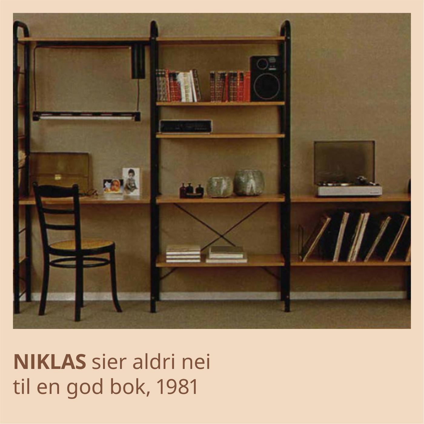 En bokhylle med navn Niklas.