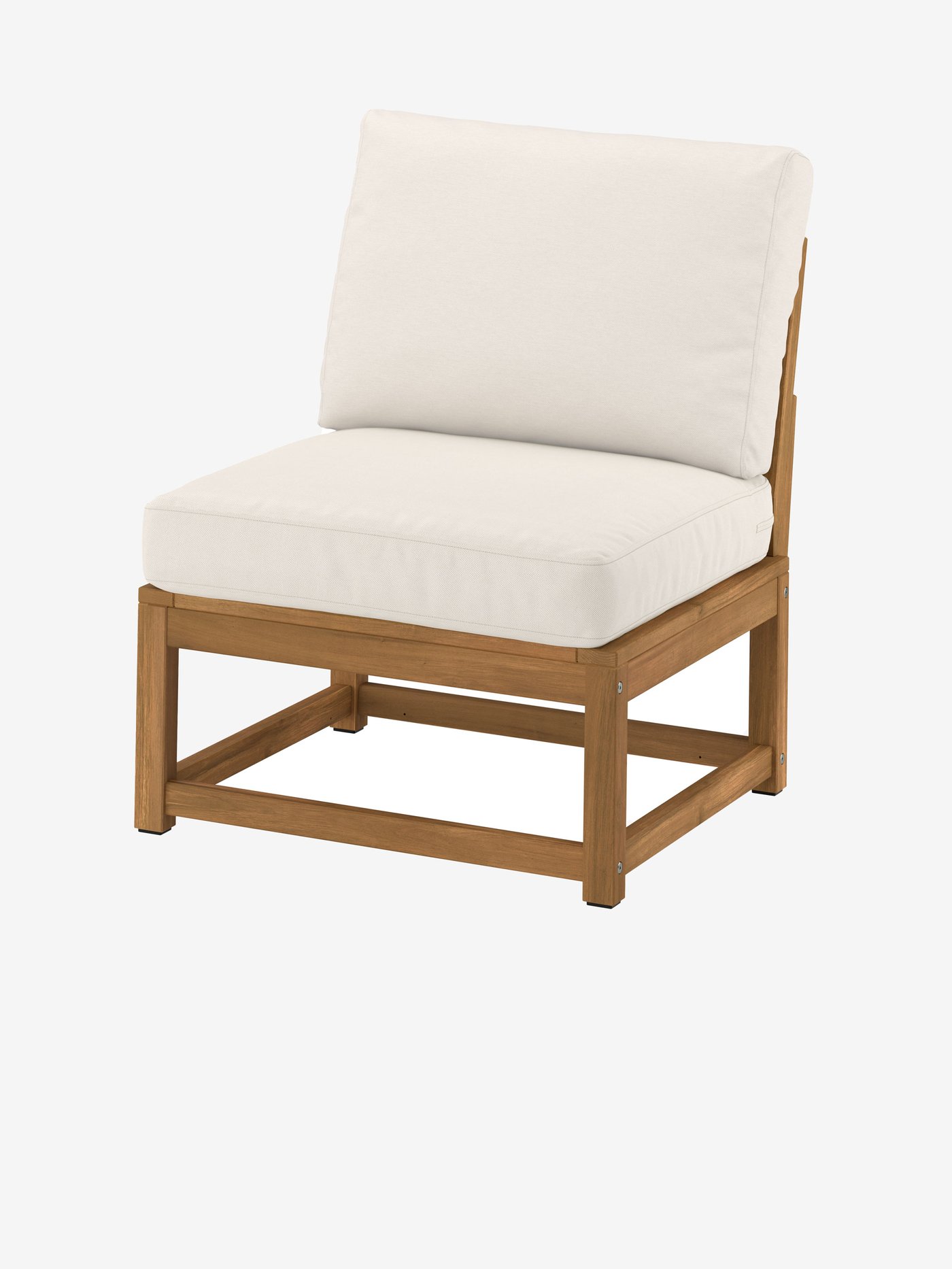 En enkel NÄMMARÖ sittsektion med beige sitt- och ryggdyna. 