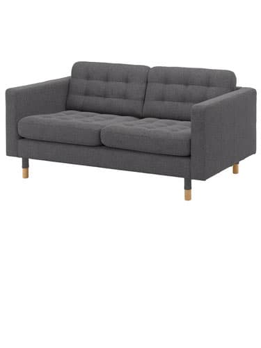 En grå 2-personers sofa.
