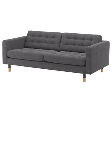 En grå 3-personers sofa.