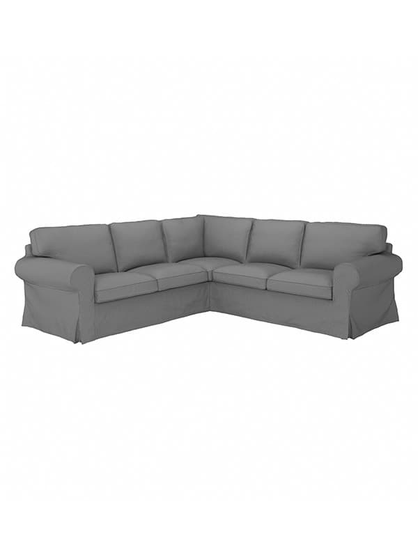 En grå EKTORP hjørnesofa.