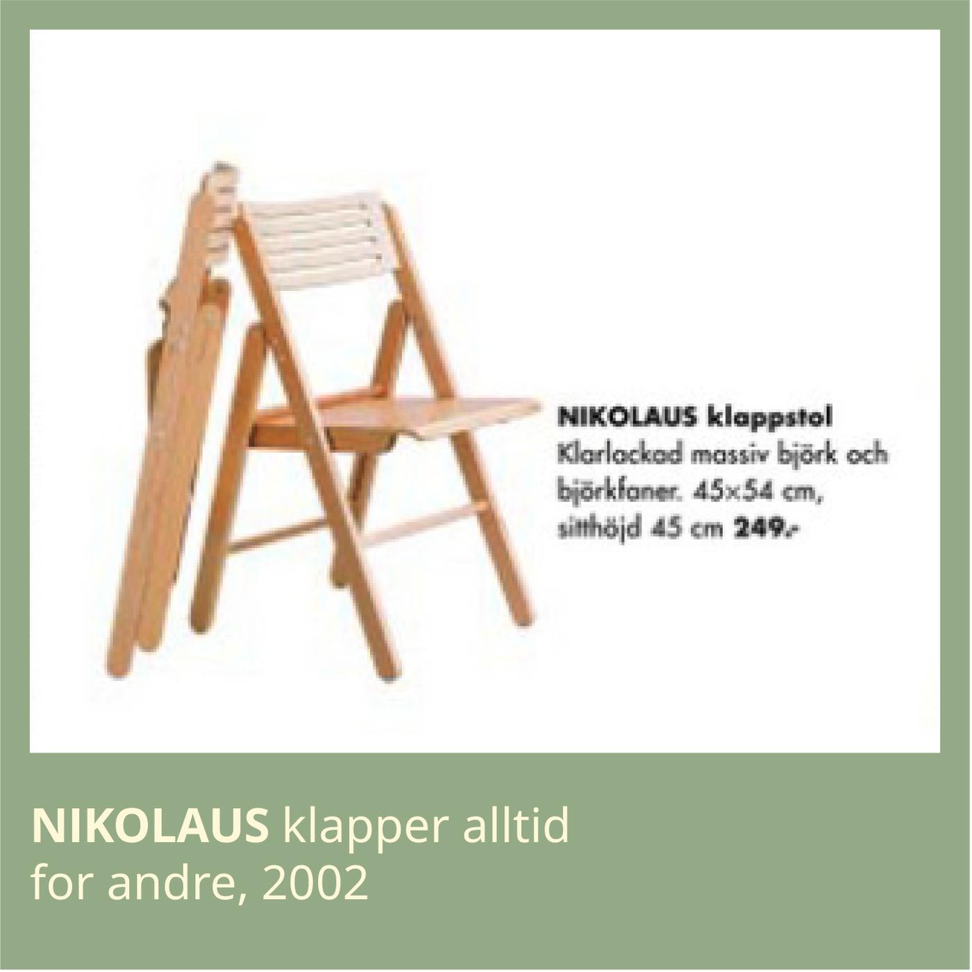 En klappstol med navn Nikolaus.