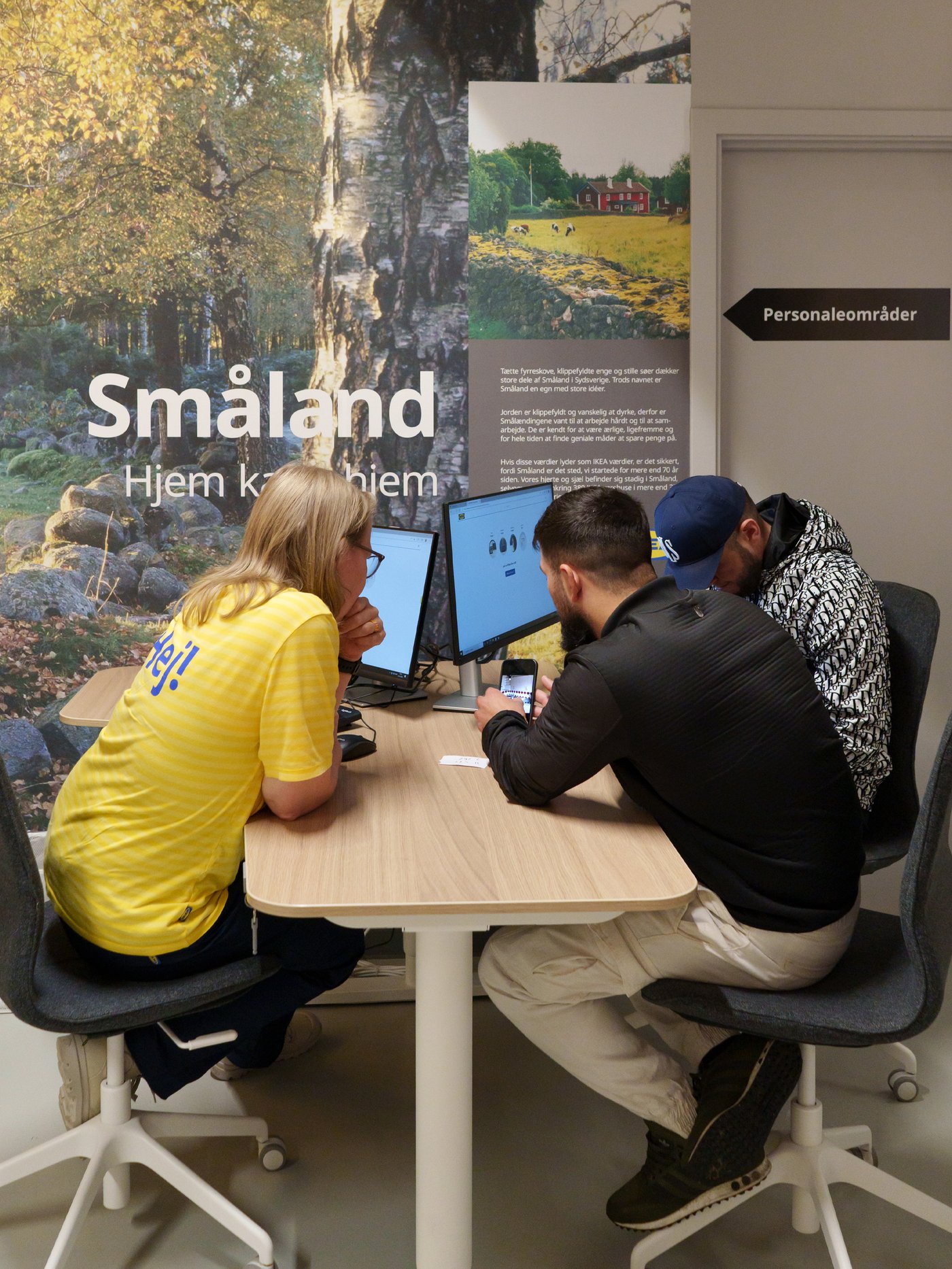 En kunde får vejledning af en IKEA medarbejder i et Planner program.