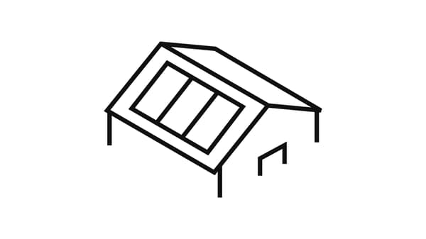 En ritning på ett tak med solceller.