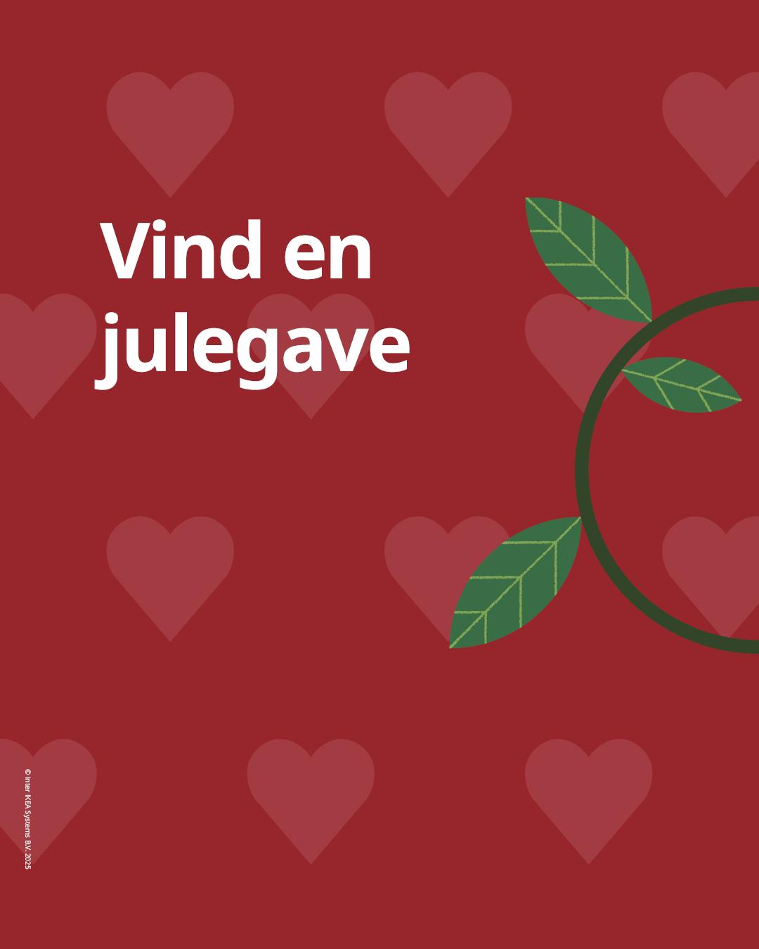 En rød baggrund med hjerter og grønne blade