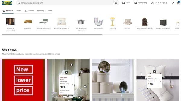 En skärmavbild av en engelsk version av IKEA.se.