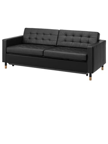 En sort LANDSKRONA sovesofa.