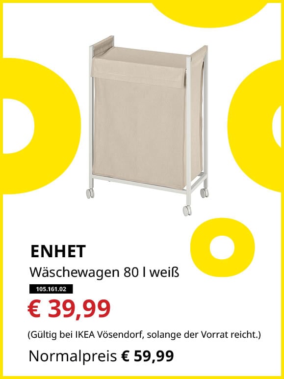 ENHET Wäschewagen 80l weiß statt € 39,99 zum Knut Preis von € 59,99