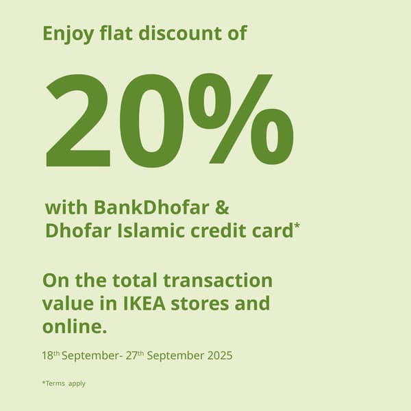 Enjoy a flat discount 20% with Bank Dhofar & Dhofar Islamic credit card