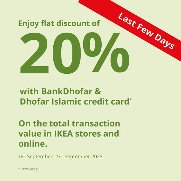 Enjoy a flat discount 20% with Bank Dhofar & Dhofar Islamic credit card