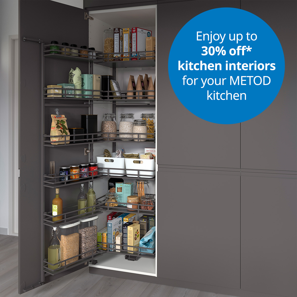 Enjoy up to 30% off kitchen interiors for your METOD kitchen promo
