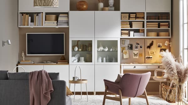 entertainment unit with tv, cabinets and storage