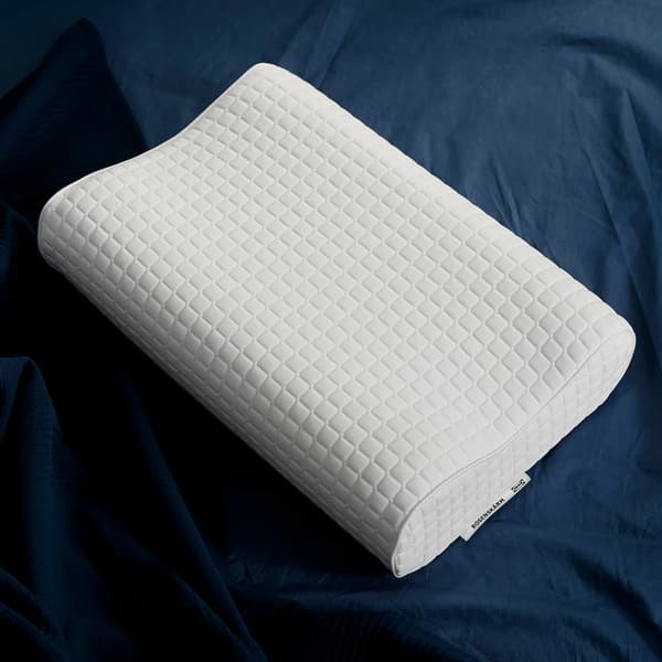 Ergonomický polštář z tempuru ROSENSKÄRM na modrém povlečení