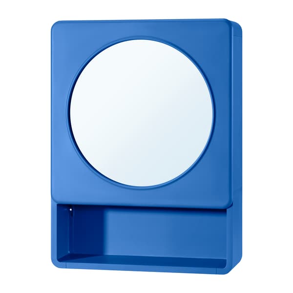 espejo azul con almacenaje