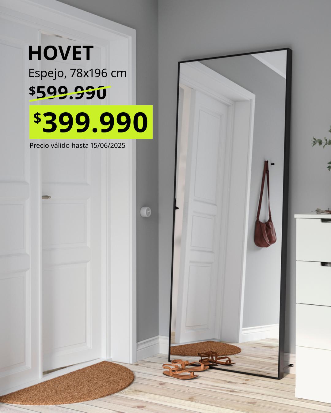 Espejo HOVET negro de 78x196 cm de cuerpo completo y líneas modernas