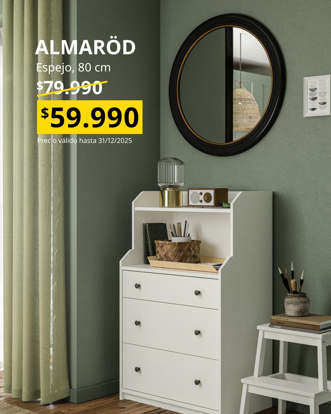 Espejo redondo borde negro ALMARÖD a precio especial