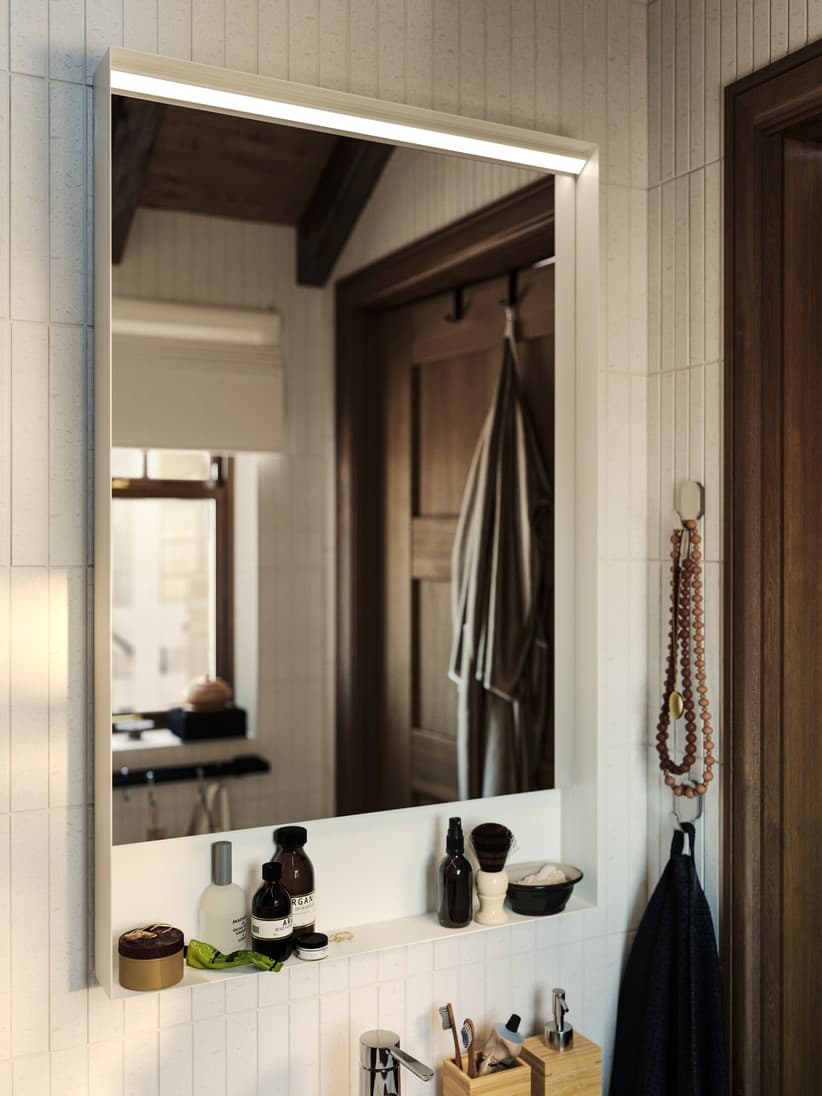 Espello de baño rectangular con iluminación integrada