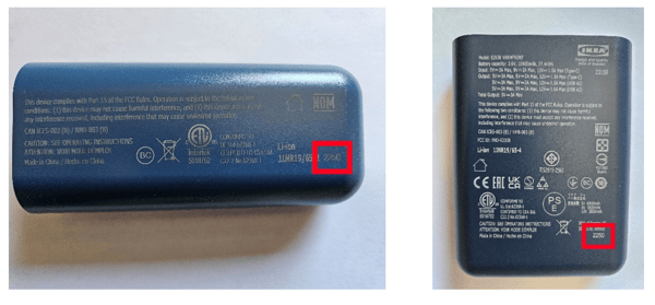 Example with the date stamp (YYWW) highlighted in red.
