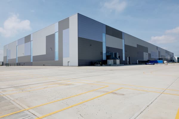 Exterior of the warehouse, in grey