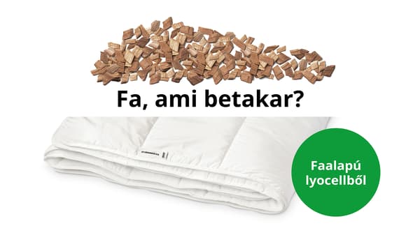 Faalapú lyocell paplan és faaprólék osztott képen.