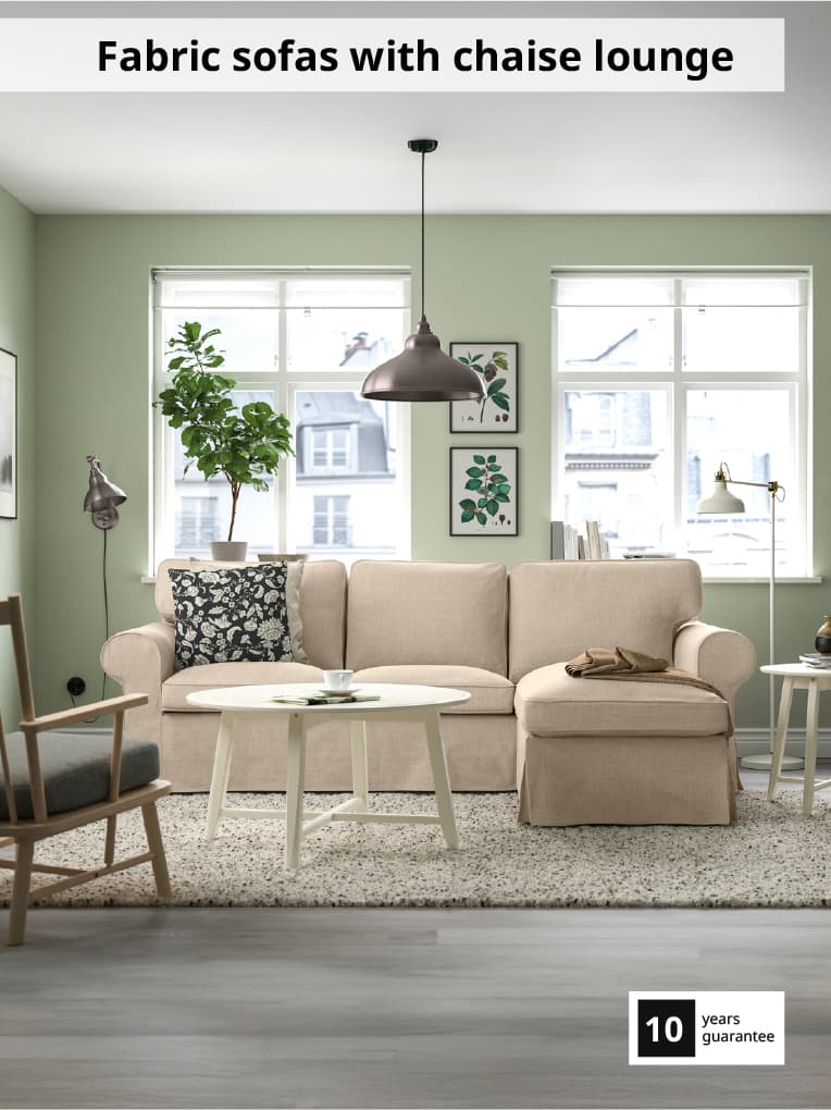 Fabric sofas with chaise lounges