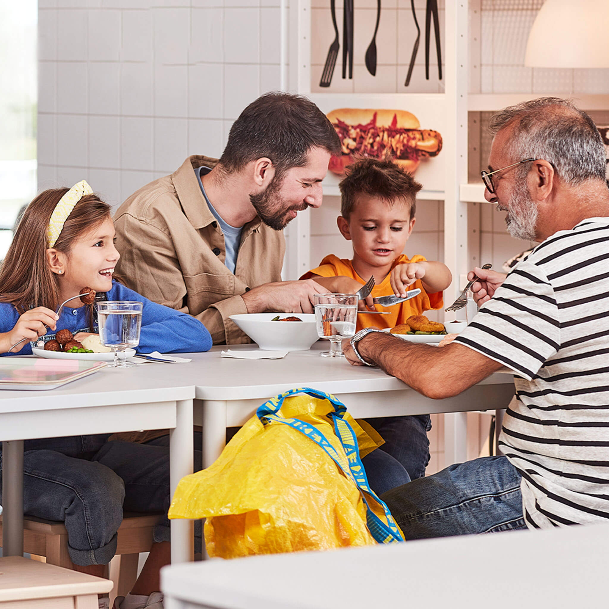 Family eating at restaurant