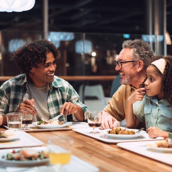 Family eating together in the IKEA Swedish restaurant