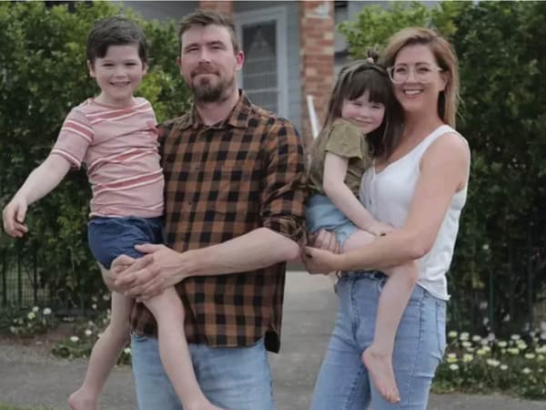 Family outside their house