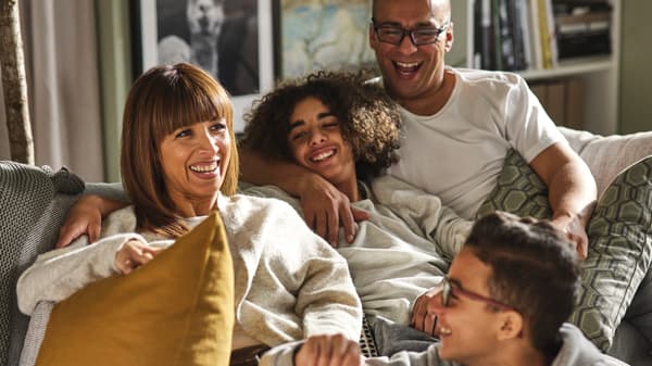 Family watching TV