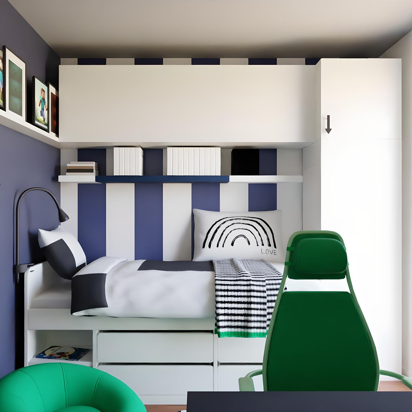 Fantovska otroška soba: postelja in pisalna miza