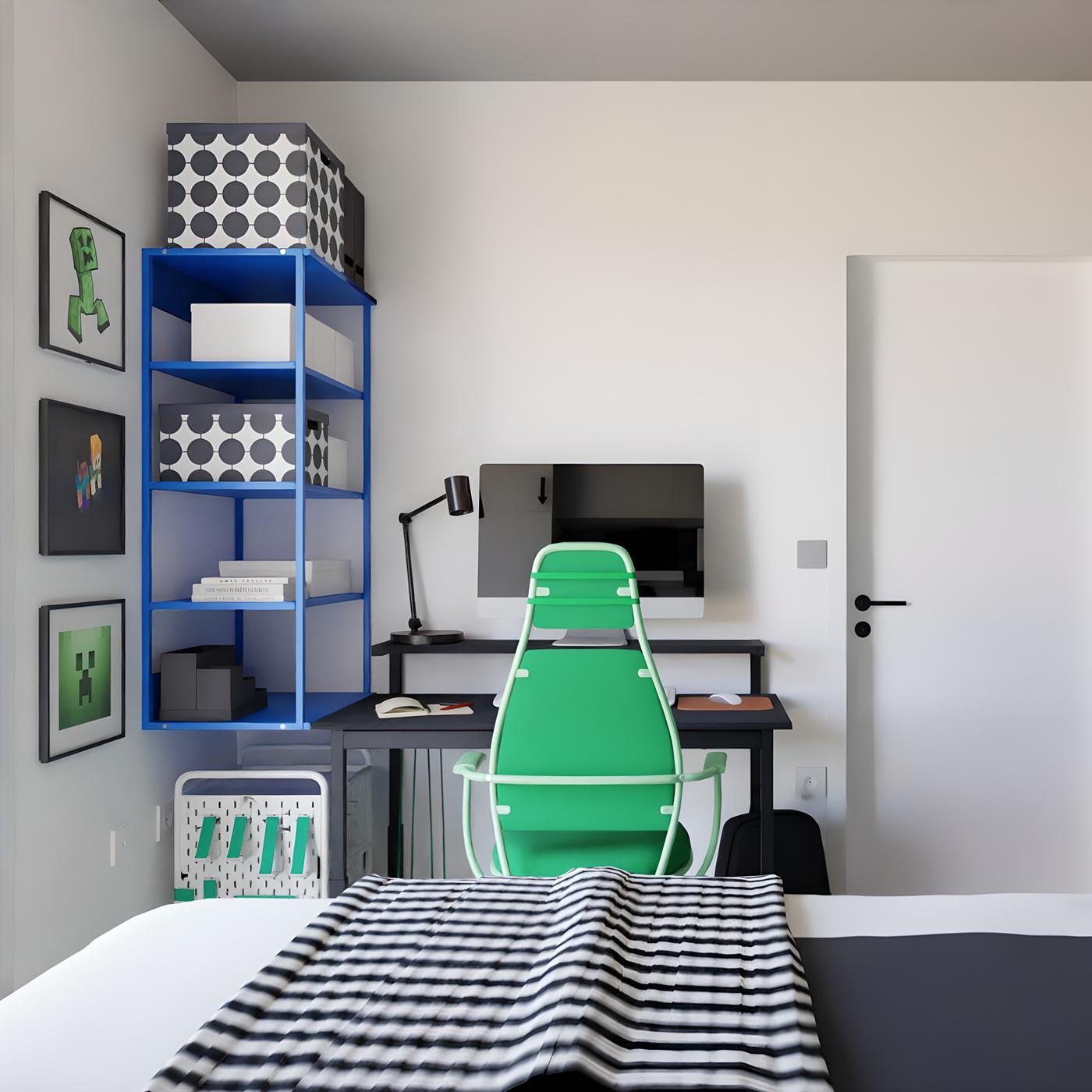 Fantovska otroška soba: postelja in pisalna miza