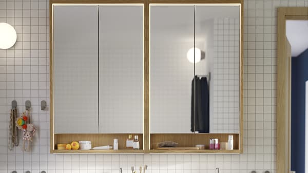 FAXALVEN bathroom mirror oak cabinet